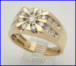 Vintage Men's 1CT Cluster Diamond Engagement Ring Pinky 14K Yellow Gold Finish