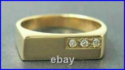 Vintage Men's 1.00 CT Sim Diamond Wedding Pinky B Ring 925 Silver