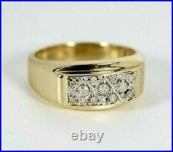 Vintage Men's 1.20 CT Round Cut Simulated Diamond Engagement Ring 925 Silver
