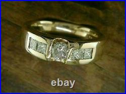 Vintage Men's 1.30 CTW Simulated Diamond Wedding Pinky B Ring 925 Silver
