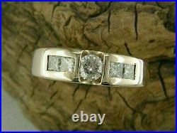Vintage Men's 1.30 CTW Simulated Diamond Wedding Pinky B Ring 925 Silver