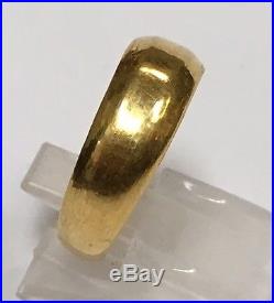 Vintage Men's 24k Yellow Gold Wedding Band Size 8 Mans Ring Pure 7.5 Grams