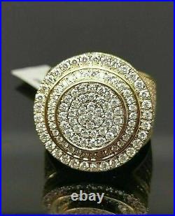 Vintage Men's 4Ct Round Double Halo Pinky Band Ring 14k Yellow Gold Over