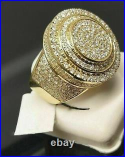 Vintage Men's 4Ct Round Double Halo Pinky Band Ring 14k Yellow Gold Over