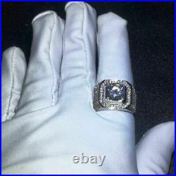 Vintage Men's 925 Silver Moissanite Diamond Wedding Engagement Pinky Ring