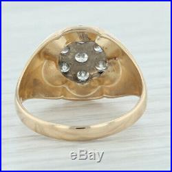 Vintage Men's. 96ctw Diamond Cluster Ring 14k Yellow White Gold Size 10