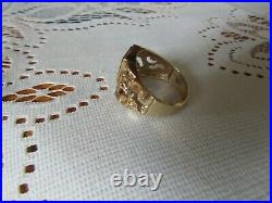 Vintage Men's Black ONYX & DIAMOND RING 10 K Yellow Gold 5.7 Grams sz 10