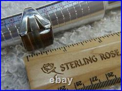 Vintage Men's Brown Agate Banded 0.925 Sterling Silver 7/8 band Ring size 12