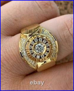 Vintage Men's Custom Bust Down Cluster Engagement Pinky Ring 2ct Real Moissanite