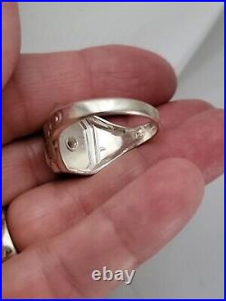 Vintage Men's Diamond Onyx 5/8 Sterling Silver Ring Size 11