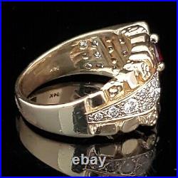 Vintage Men's Garnet Diamond 14k Yellow Gold Ring Estate Jewelry Gift
