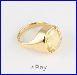 Vintage Men's Gents 18Ct Gold Signet Ring With Light Yellow Sapphire 10 Carats