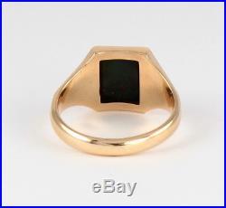 Vintage Men's Gents 9Ct Rosey Gold Signet Ring With Bloodstone 6.9g