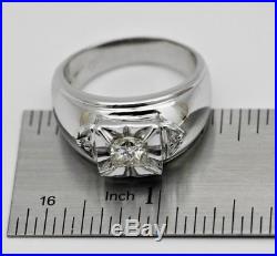 Vintage Men's Impressive 1.25ctw Diamond Ring 14k White Solid Gold 15 Grams