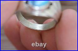 Vintage Men's Indian Native Am Sterling Silver 925 Turquoise Ring Strong 10