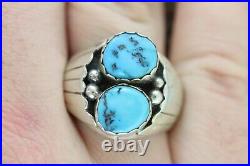 Vintage Men's Indian Native Am Sterling Silver 925 Turquoise Ring Strong 10