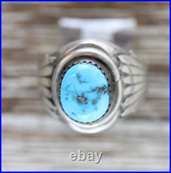 Vintage Men's Indian Native Am Sterling Silver 925 Turquoise Ring Strong 10.75