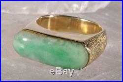 Vintage Men's Jade Ring 14K Yellow Gold Size 7.75