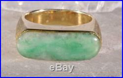Vintage Men's Jade Ring 14K Yellow Gold Size 7.75
