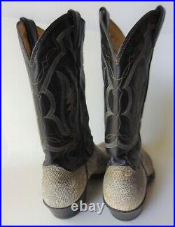 Vintage Men's Justin Exotic Ring Tail Lizard Cowboy Western Leather Boots 10D