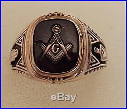 Vintage Men's Masonic Ring 10K Yellow Gold 9.33 grams Size 10 1/4 (482)