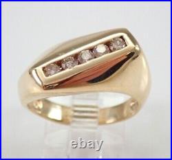 Vintage Men's Natural Moissanite Wedding Ring Anniversary 14K Yellow Gold Plated