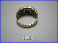 Vintage Men's Nugget Star Sapphire and Diamond Ring in Solid 10k YELLOW Gold