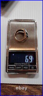 Vintage Men's Onyx Diamond Signet Ring 10k Yellow Gold. 25 ct Sz 11 6.9g Signed