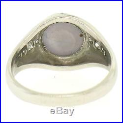 Vintage Men's Platinum 4.3ct Gray Star Sapphire and Diamond Band Ring