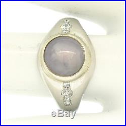 Vintage Men's Platinum 4.3ct Gray Star Sapphire and Diamond Band Ring