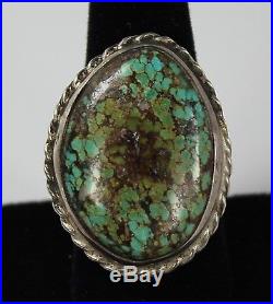 Vintage Men's Ring Hand Made Native Amer Indian Sterling Silver Turquoise Sz 10
