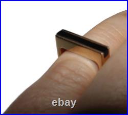 Vintage Men's SOLID 14K Yellow Gold Square Onyx Modernist Pinky Ring Size 6 585