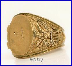 Vintage Men's Signet Ring Engineers USA Federal Eagle Class Mold Brass Sz 12