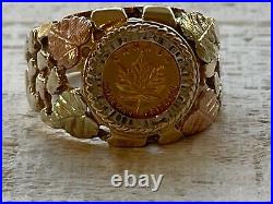 Vintage Men's Size 11.5 Canada Coin Coleman 10K Black Hills Gold Ring