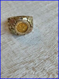 Vintage Men's Size 11.5 Canada Coin Coleman 10K Black Hills Gold Ring