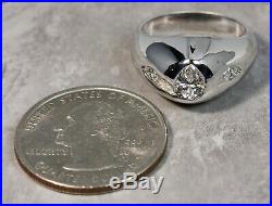 Vintage Men's Solid 14K White Gold 1.20ctw Diamond Pinky Ring