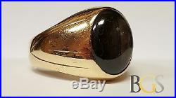 Vintage Men's Solid 14K Yellow Gold Black Sapphire Ring Size 11.5 FREE S&H