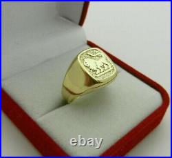 Vintage Men's Special Pinky Wedding Party Ring Yellow Lion Signet 925 Silver