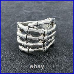Vintage Men's Sterling Silver 925 Hand Shaped Skeleton Joint Ring Size 11