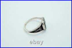 Vintage Men's Sterling Silver Hematite Intaglio Roman Soldier Ring, Size 12