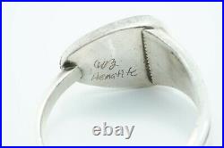Vintage Men's Sterling Silver Hematite Intaglio Roman Soldier Ring, Size 12