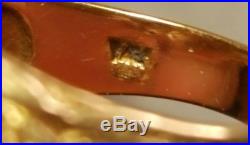 Vintage Men's StyleCrest 14k Gold Lion Head Ring Style Crest with three diamonds