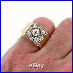 Vintage Men's Wedding Engagement Ring 14K Yellow Gold Over Round Cut Diamond