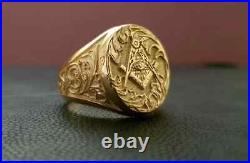 Vintage Men's Wedding Engagement Without Stone Band Ring 14K Yellow Gold Plated