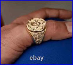 Vintage Men's Wedding Engagement Without Stone Band Ring 14K Yellow Gold Plated