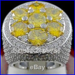 Vintage Men's White Gold Over Diamond & Sapphire Engagement Wedding Pinky Ring