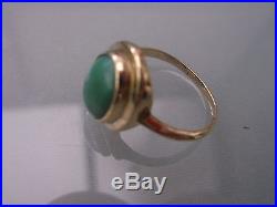 Vintage Men's/Women's 9ct Gold Turquoise Stone Ring Size K 1/2 Weight 1.9g