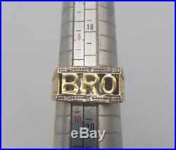 Vintage Men's Yellow 9 Carat Gold 925 & CZ Bro Brother Ring UK Size S 3.8 Gram