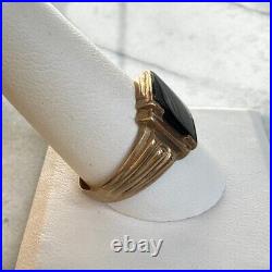 Vintage Men's Yellow Gold And Onyx Signet Ring Size 10.75 Sky