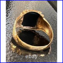 Vintage Men's Yellow Gold And Onyx Signet Ring Size 10.75 Sky